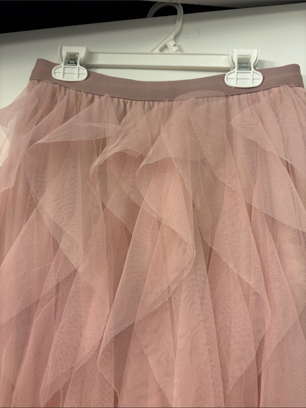 Women’s Pink Tulle Tiered Maxi Skirt - Elastic Waist - Picture 3 of 4